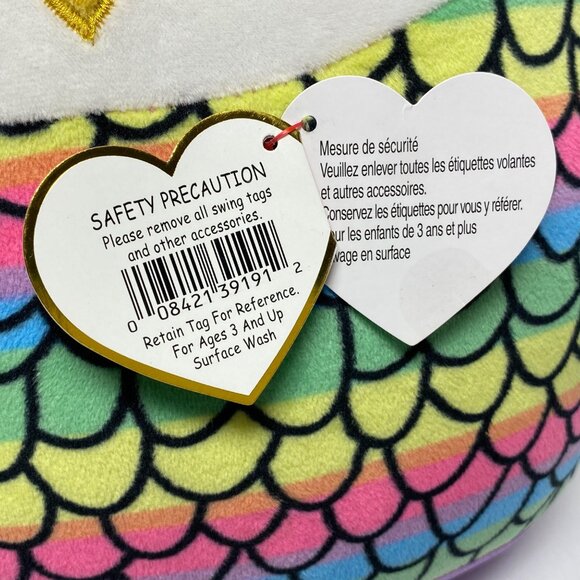 Ty Squish-A-Boos Owen Owl Plush 10" Rainbow Scales Toy - Picture 3 of 12